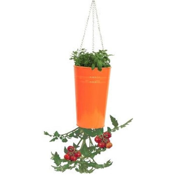 Houston International Trading Houston International Trading 8398E TA Enameled Galvanized Upsidedown Tomato; Pepper Hanging Planter - Tangerine 8398E TA - main